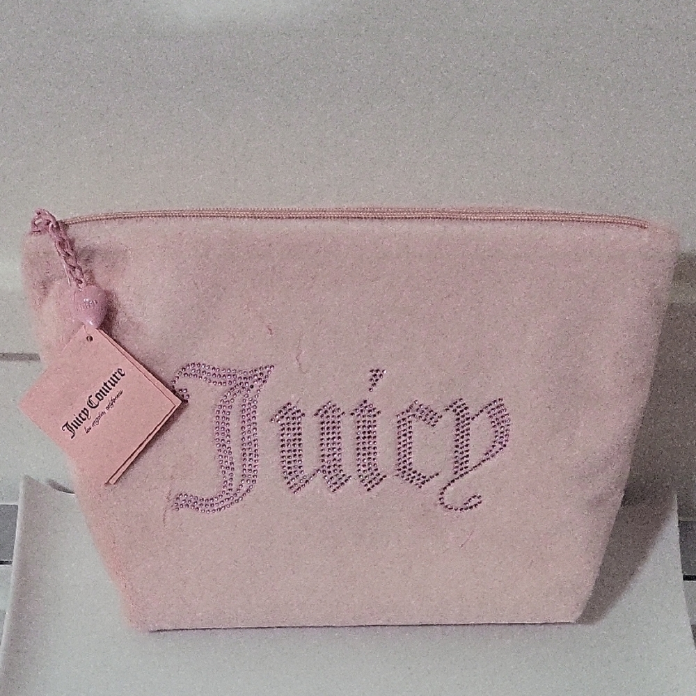 Juicy Couture Pink Rhinestone Logo Cosmetic Bag - Picture 2 of 9